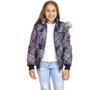 Brave Soul Girls Marley Padded Jacket - Purple Check - 7-8 Years