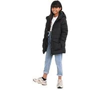 BRAVE SOUL Girls Snowstars Longline Padded Coat - Kids Winter Warm Puffer Jacket (as8, age, 9_years, 10_years, regular, Black, 9 Years)