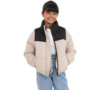 BRAVE SOUL Girls Thailand Contrast Padded Coat - Winter Warm Puffer Jacket (as8, age, 7_years, 8_years, regular, Stone, 7 Years)