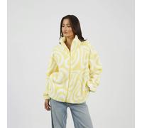 Brave Soul Graphic Heart Print Zip Through Sherpa Fleece - Yellow - Yellow - S