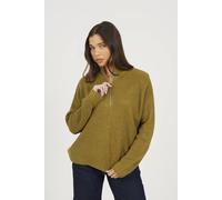 Brave Soul Half Zip Funnel Neck Fisherman Knit Jumper In Olive Olive L