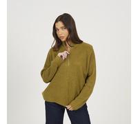 Brave Soul Women's Half Zip Funnel Neck Fisherman Knit Jumper in Olive | Size: Small Brave Soul Olive S