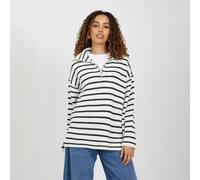Brave Soul Women's Half Zip Striped Fisherman Knit Jumper in Cream | Size: Small Brave Soul Cream S