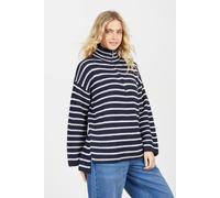 Brave Soul Women's Half Zip Striped Fisherman Knit Jumper in Navy | Size: Small Brave Soul Navy S