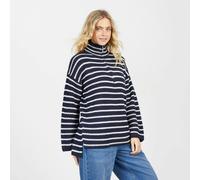 Brave Soul Half Zip Striped Fisherman Knit Jumper - Navy - Navy - L