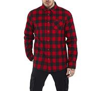 BRAVE SOUL 'Jack' Brushed Flannel Check Shirt - Long Sleeved Red/Black S
