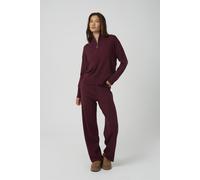Brave Soul Knitted Zip Neck Jumper And Trouser Set In Wine Wine L