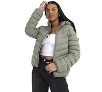 BRAVE SOUL Ladies Grant Padded Hooded Puffer Jacket with DTM Trims (16, Sage)