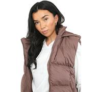 BRAVE SOUL Ladies Mila Padded Bodywarmer Cropped Microfibre Hooded Gilet (as8, numeric, numeric_14, regular, regular, Peppercorn Brown, 14)