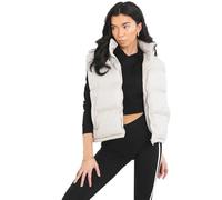 BRAVE SOUL Ladies Mila Padded Bodywarmer Cropped Microfibre Hooded Gilet (as8, numeric, numeric_16, regular, regular, Stone, 16)