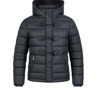 BRAVE SOUL Ladies Padded Coat, Waterproof, Windproof, 2 Zip Pockets, Full Zip Front with Button Overlay - Black, UK Size XL