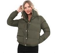 BRAVE SOUL Ladies Slaypeach Padded Short Length Puffer Jacket with Large Collar (14, Khaki)