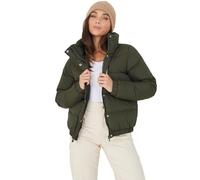 BRAVE SOUL Ladies Slaypeach Padded Short Length Puffer Jacket with Large Collar (UK, Numeric, 10, Regular, Regular, Khaki1)