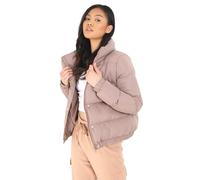 BRAVE SOUL Ladies Slaypeach Padded Short Length Puffer Jacket with Large Collar (UK, Numeric, 12, Regular, Regular, Taupe)