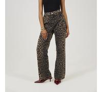 Brave Soul Leopard Print Wide Leg Jeans - Brown - Brown - 14