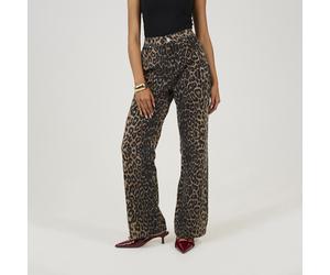 Brave Soul Leopard Print Wide Leg Jeans - Brown - Brown - 14
