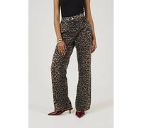 Brave Soul Leopard Print Wide Leg Jeans In Brown Brown 8