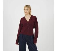 Brave Soul Long Sleeve Button Down Top With Pleats - Burgundy - Burgundy - XS