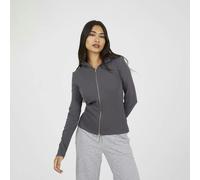 Brave Soul Long Sleeve Zip Through Hoodie Top - Dark Grey - Dark Grey - XS