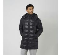 Brave Soul Longline Hooded Padded Puffer Jacket - Black - Black - S