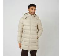 Brave Soul Longline Hooded Padded Puffer Jacket - Stone - Stone - M