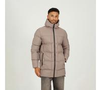 Brave Soul Longline Padded Hooded Jacket - Taupe - Taupe - M