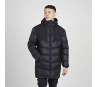 Brave Soul Longline Quilted Hooded Padded Jacket - Black - Black - XL