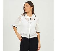 Brave Soul Loose Knit Collared Blouse - Cream - Cream - L