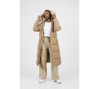 Brave Soul Maxi Hooded Padded Jacket With Detachable Faux Fur Trim In Tan Tan 10