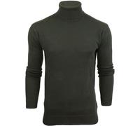 BRAVE SOUL Men Jumper Roll Polo Neck 100% Cotton Casual Funnel Neck Base Layer Jersey X-Large Khaki