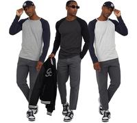 BRAVE SOUL Men Long Sleeve Cotton T-Shirt 3 Pack Or Single Base Layer Muscle Gym