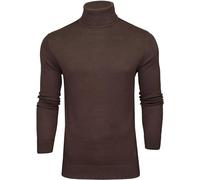BRAVE SOUL Men’s Jumper High Neck Knitted Long Sleeve Winter Sweatshirt Pullover Top for Men - Chocolate - Medium