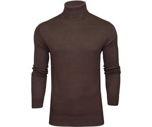 BRAVE SOUL Men’s Jumper High Neck Knitted Long Sleeve Winter Sweatshirt Pullover Top for Men - Chocolate - XX Large