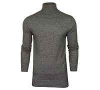 BRAVE SOUL Men’s Jumper High Neck Knitted Long Sleeve Winter Sweatshirt Pullover Top for Men - Dark Charcoal - Large