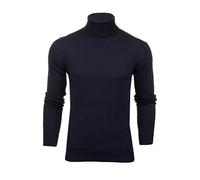 BRAVE SOUL Mens Polo Roll Neck Jumper Hume (Midnight Navy) S