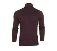 BRAVE SOUL Men’s Jumper High Neck Knitted Long Sleeve Winter Sweatshirt Pullover Top for Men - Ox Blood - X Large