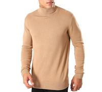 BRAVE SOUL Men’s Jumper High Neck Knitted Long Sleeve Winter Sweatshirt Pullover Top for Men - Tan - Small