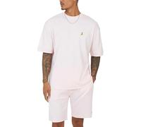 BRAVE SOUL Mens 2 Piece Short Set Sleeve Crew Neck T-Shirt Stretch Top Bottom Gym Fitness Lounge Holiday Menswear S-XXL, Powder Pink, XL