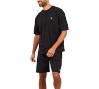 BRAVE SOUL Mens 2 Piece Short Set Sleeve Crew Neck T-Shirt Stretch Top Bottom Gym Fitness Lounge Holiday Menswear S-XXL, Jet Black, M