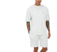 BRAVE SOUL Mens 2 Piece Short Set Sleeve Crew Neck T-Shirt Stretch Top Bottom Gym Fitness Lounge Holiday Menswear S-XXL, Washed Mint, L