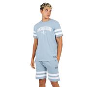 BRAVE SOUL Mens 2-Piece Summer Outfit Set Short Sleeve T-Shirt and Shorts Combo for Casual Wear Breathable Loungewear, Blue Colour, Size: S