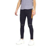 BRAVE SOUL Mens Black Wash Designer Distressed Biker Skinny Jeans Stretch Cotton Denim Trousers Pants Black 32R