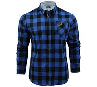 BRAVE SOUL Mens Blur Checked Long Sleeve Brushed Cotton Lumberjack Casual Shirt Blue S