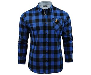 BRAVE SOUL Mens Blur Checked Long Sleeve Brushed Cotton Lumberjack Casual Shirt Blue S