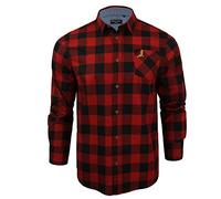 BRAVE SOUL Mens Blur Long Sleeve Check Shirt-Blur-Red-XL