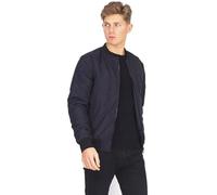 BRAVE SOUL Mens Bomber Jacket Smart Casual Full Zip Up Long Sleeve 100% Polyester Outdoor Jacket for Men, Black Colour, Size- S