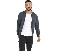 BRAVE SOUL Mens Bomber Jacket Smart Casual Full Zip Up Long Sleeve 100% Polyester Outdoor Jacket for Men, Charcoal Colour, Size- XL