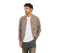 BRAVE SOUL Mens Bomber Jacket Smart Casual Full Zip Up Long Sleeve 100% Polyester Outdoor Jacket for Men, Taupe Colour, Size- L