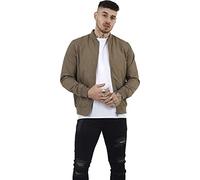 BRAVE SOUL Mens Bomber Jacket Smart Casual Full Zip Up Long Sleeve 100% Polyester Outdoor Jacket for Men, Stone Colour, Size- XL
