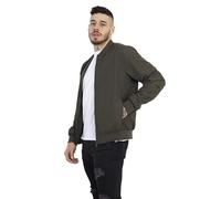 BRAVE SOUL Mens Bomber Jacket Smart Casual Full Zip Up Long Sleeve 100% Polyester Outdoor Jacket for Men, Khaki Colour, Size- S